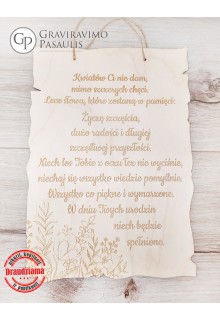 Medinė lentelė "Gimtadienio sveikinimas 5 " 